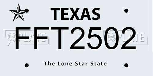 FFT2502 Texas License Plate