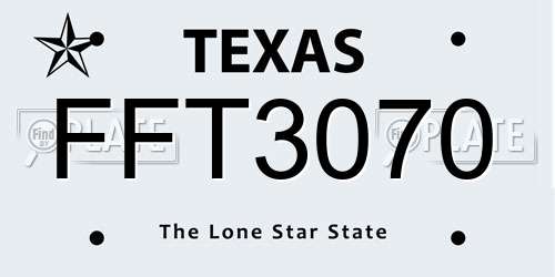 FFT3070 Texas License Plate