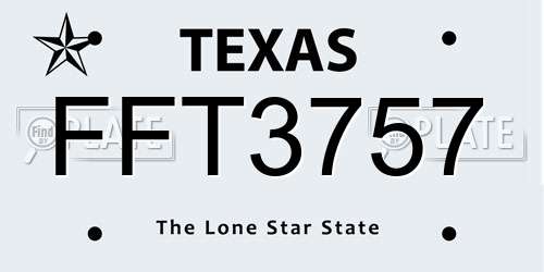 FFT3757 Texas License Plate