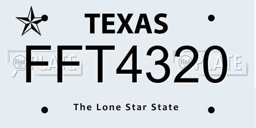 FFT4320 Texas License Plate