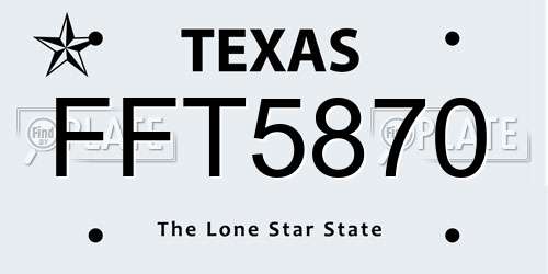 FFT5870 Texas License Plate
