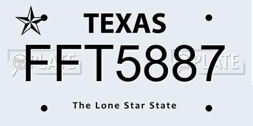 FFT5887 Texas License Plate