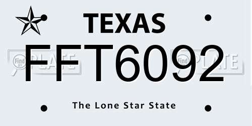 FFT6092 Texas License Plate