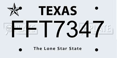 FFT7347 Texas License Plate