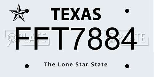 FFT7884 Texas License Plate