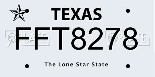 FFT8278 Texas License Plate
