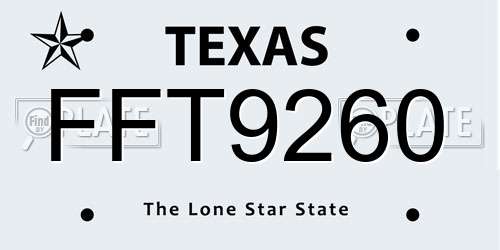 FFT9260 Texas License Plate