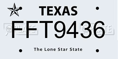 FFT9436 Texas License Plate
