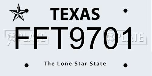 FFT9701 Texas License Plate