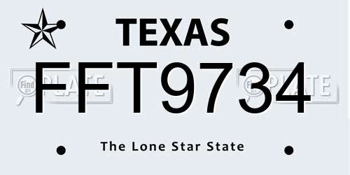 FFT9734 Texas License Plate