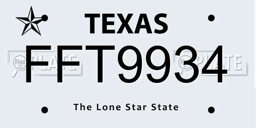 FFT9934 Texas License Plate