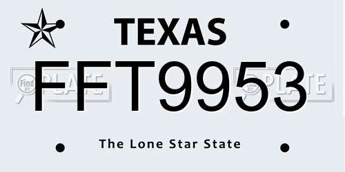 FFT9953 Texas License Plate
