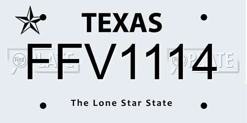 FFV1114 Texas License Plate