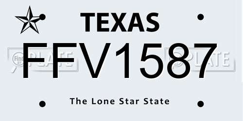 FFV1587 Texas License Plate