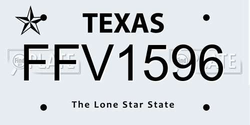 FFV1596 Texas License Plate