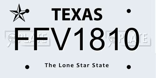 FFV1810 Texas License Plate