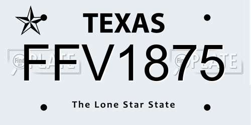 FFV1875 Texas License Plate