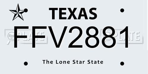 FFV2881 Texas License Plate