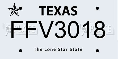 FFV3018 Texas License Plate