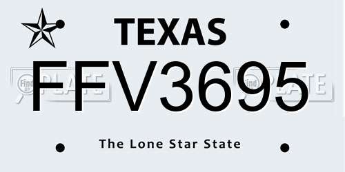 FFV3695 Texas License Plate