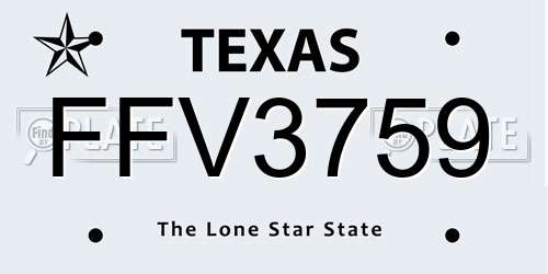 FFV3759 Texas License Plate