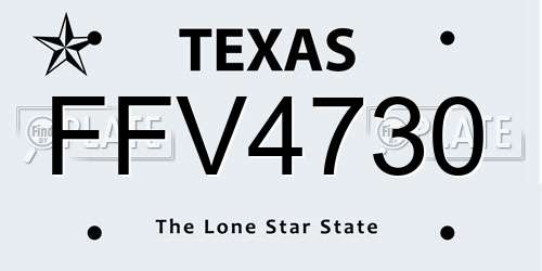 FFV4730 Texas License Plate