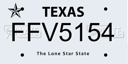 FFV5154 Texas License Plate