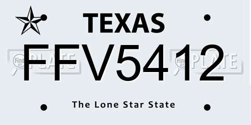FFV5412 Texas License Plate