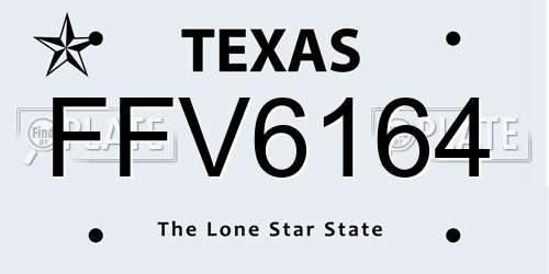 FFV6164 Texas License Plate