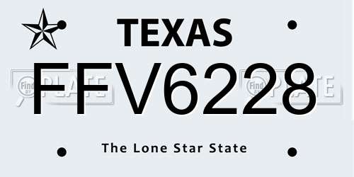 FFV6228 Texas License Plate