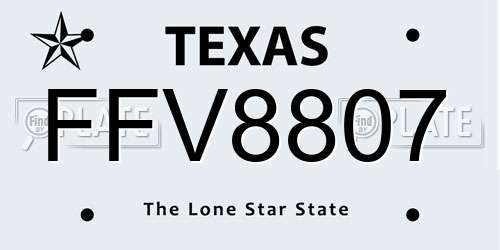 FFV8807 Texas License Plate