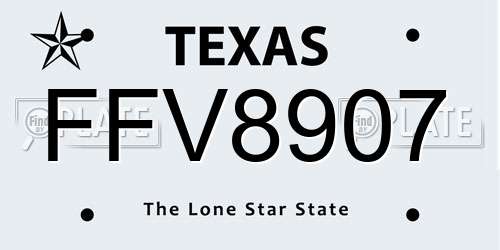 FFV8907 Texas License Plate