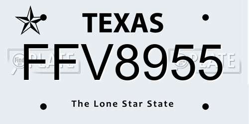 FFV8955 Texas License Plate