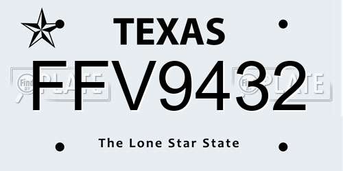 FFV9432 Texas License Plate