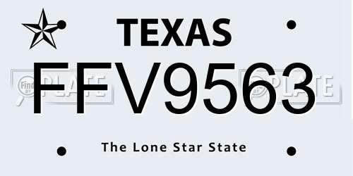 FFV9563 Texas License Plate