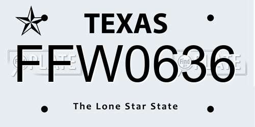 FFW0636 Texas License Plate