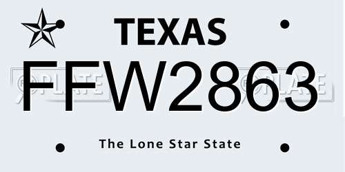 FFW2863 Texas License Plate