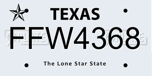 FFW4368 Texas License Plate