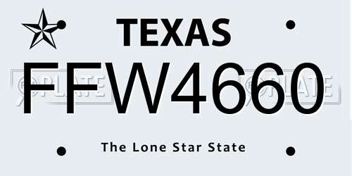 FFW4660 Texas License Plate