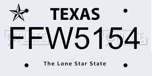 FFW5154 Texas License Plate