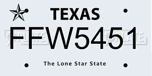 FFW5451 Texas License Plate