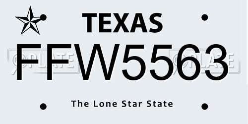 FFW5563 Texas License Plate