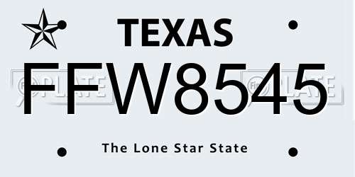 FFW8545 Texas License Plate