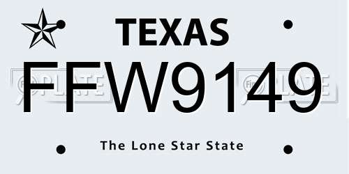 FFW9149 Texas License Plate