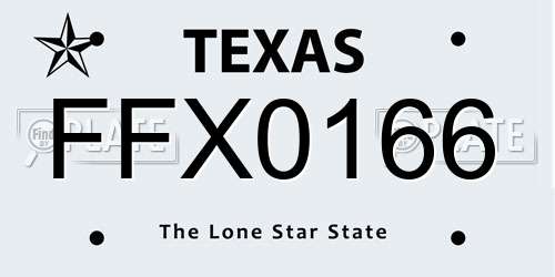 FFX0166 Texas License Plate