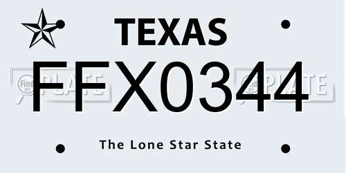 FFX0344 Texas License Plate