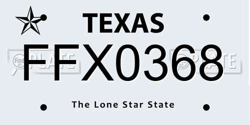 FFX0368 Texas License Plate