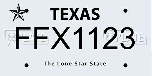 FFX1123 Texas License Plate