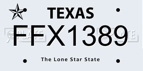 FFX1389 Texas License Plate