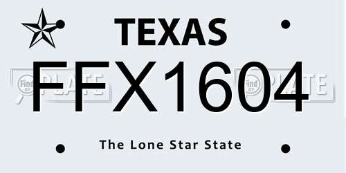 FFX1604 Texas License Plate